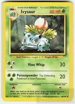 POKEMON IVYSAUR 30 BASE SET UNLIMITED MP - Image 1