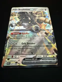 Bouffalant ex 077/086 SV White Flare Double Rare Holo Pokemon TCG Card NM - Image 3