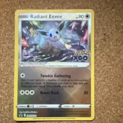 Pokemon Radiant Eevee GO Radiant Rare Promo Holo SWSH230 90 HP 50 Attack - Image 1