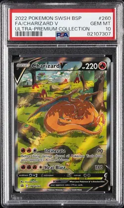 2022 POKEMON SWSH BLACK STAR PROMO #260 FULL ART/CHARIZARD V PSA 10 - Image 1