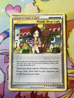 Flower Shop Lady 74/90 Undaunted Uncommon English Pokemon Card 2010 LP - Image 1