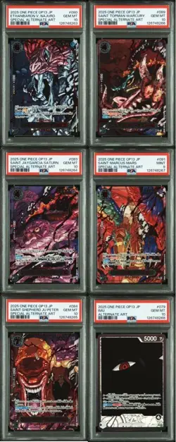 PSA 9 & 10 One Piece God Pack 6 Card Japanese Holo OP13 Five Old Saints Parallel - Image 1