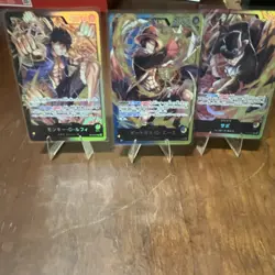 One Piece Card Game 3 Card Lot Foil Luffy Ace Sabo Japanese Standard Card Stock - Image 1