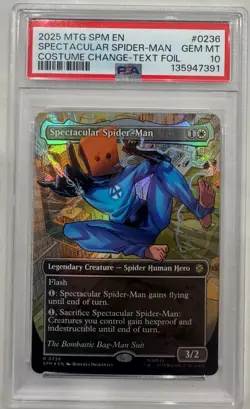 2025 MTG SPM Spectacular Spider-Man Costume Change Text Foil #0236 PSA 10 - Image 1