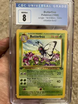 Pokemon Butterfree d Edition ERROR 33/64 CGC 8 NM Jungle 1st Ed Vintage 30th - Image 1