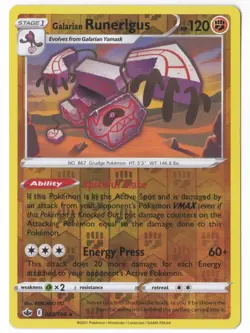 Pokemon Galarian Runerigus Chilling Reign 083/198 Reverse Holo Rare - LP - Image 1