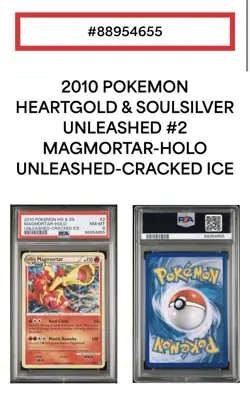 PSA 8 NM-MT Pokemon Magmortar Unleashed Cracked Iced Holo 2/95 Pop 9 Pop+ 2 - Image 4
