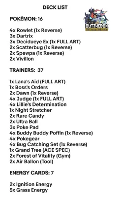 Decidueye Ex & Vivillon - Pokemon TCG - OutTheBoxTCG Custom Meta Decks - Image 2