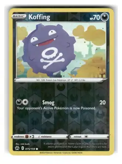 Koffing 075/159 Common Crown Zenith Pokemon Reverse Holo Near Mint - Image 1