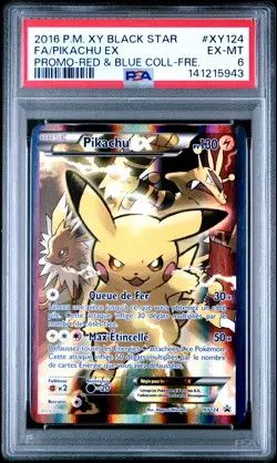 2016 POKEMON XY BLACK STAR PROMO #XY124 FULL ART/PIKACHU EX PSA 6 - Image 1