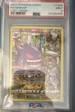 Gengar Full Art TG06 Sword & Shield Lost Origin English Pokemon TCG PSA 9 2022 - Image 1