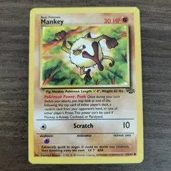 Mankey 55/64 - MP Jungle - 1999 WOTC Common Pokemon TCG Card - Image 1