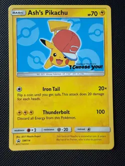 Pokemon TCG: Ash’s Pikachu “I Choose You” Black Star Promo SM114 - Image 1