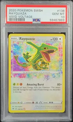 ✨ PSA 10 2020 Pokemon Sword & Shield Vivid Voltage #138 Amazing Rayquaza - Image 1