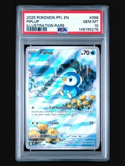 2025 Pokemon Phantasmal Flames 098/094 Illustration Rare Piplup PSA 10 - Image 1