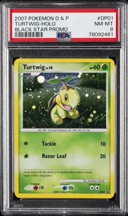 2007 POKEMON DIAMOND & PEARL BLACK STAR PROMO #DP01 TURTWIG-HOLO PSA 8 - Image 1