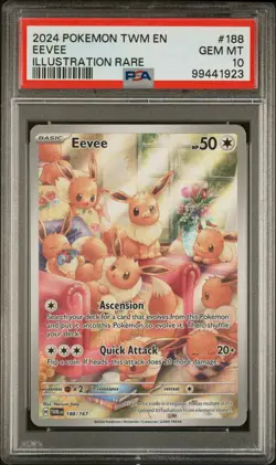 2024 POKEMON TWM EN-TWILIGHT MASQUERADE ILLUSTRATION RARE #188 EEVEE PSA 10 - Image 1