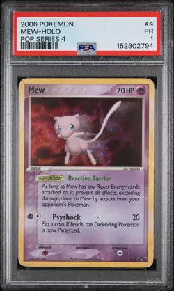 Pokemon TCG Mew 004/017 POP Series 4 Rare Holo Basic 70 HP PSA 1 low pop - Image 1
