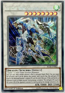 BLLR-EN062 Crystal Wing Synchro Dragon - Secret Rare 1st Edition Lightly Played - Image 1