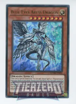 Yugioh Blue-Eyes Abyss Dragon MAMA-EN056 Ultra Rare 1st Edition Near Mint - Image 1