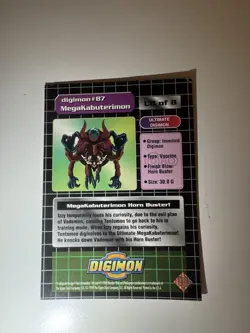 MegaKabuterimon Digimon 1999 ID #87 Rare Foil Card Very Good Condition - Image 2