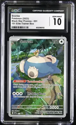 CGC 10 Snorlax 051 SVP Pokemon Card 151 English Black Star Promo 2023 GEM MINT - Image 1