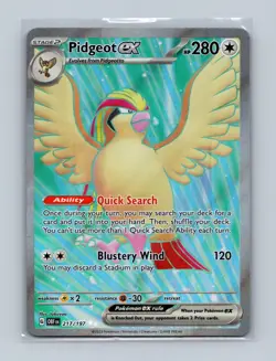 Pidgeot ex 217/197 Ultra Rare Obsidian Flames Pokemon Holo Near Mint - Image 1