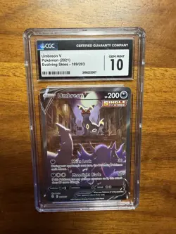 CGC 10 UMBREON V 189 EVOLVING SKIES ALT ART SWORD & SHIELD POKEMON GEM MINT - Image 1