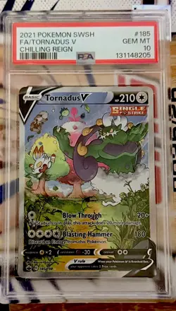 Pokemon Tornadus V Chilling Reign Full Alt Art #185 PSA 10 Gem Mint - Image 1
