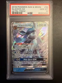 2018 POKEMON SUN & MOON ULTRA PRISM #39 GLACEON GX PSA 10 - Image 1