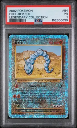 2002 POKEMON LEGENDARY COLLECTION 84/110 ONIX-REVERSE FOIL - PSA 1 - Image 1