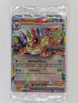 Flareon Ex Stamped SEALED Pokemon Prismatic Evolutions Promo Surprise Box 014 - Image 1