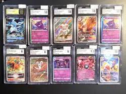 Lot Of (10) CGC Graded Japanese Pokemon Slab Pristine Gem Mint Gengar Charizard - Image 1