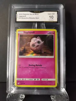 2019 Pokemon Jigglypuff #14 Sun&Moon Detective Pikachu GMA 10 GEM MINT Holo - Image 1