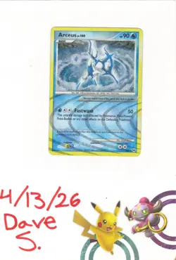 Pokemon TCG Single Water Arceus Platinum Holo Rare AR4/9 Moderately Played 2009 - Image 1