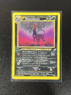 Pokemon Houndoom 8/64 Neo Revelation Holo Rare - DAMAGED - READ - WotC 2001 Vtg - Image 1
