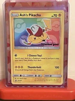 Pokemon Ash's Pikachu SM108 Promo Holo 70HP English Card 2017 - Image 1