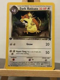 Pokemon Card Dark Raticate Team Rocket 1st Edition 51/82 Wotc - Image 1
