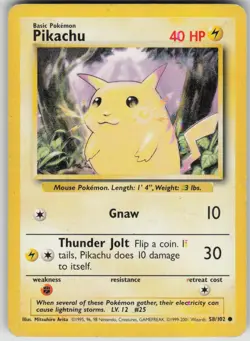 Pokemon TCG Pikachu Common Base Set 058/102 - Image 1