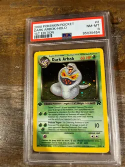 Pokemon 2000 Rocket 1st Edition DARK ARBOK Holo #2 PSA 8 RARE - Image 1