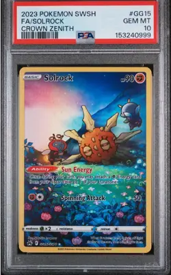 2023 Pokemon SWSH Crown Zenith Solrock Galarian Gallery #GG15/GG70 PSA 10 - Image 3