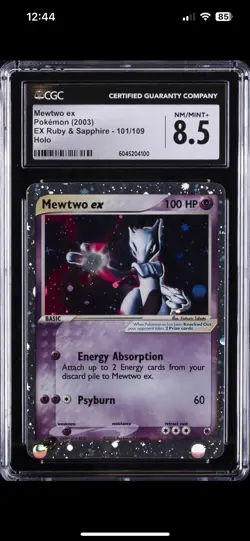 Pokemon Mewtwo ex 101/109 EX Ruby & Sapphire Ultra Rare Holo CGC 8.5 2003 - Image 1