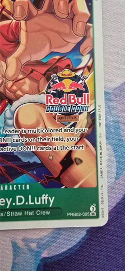 One Piece CCG Promo Monkey.D.Luffy (Red Bull Double Don!!) PRB02-005 - Image 4