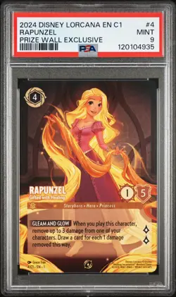 DISNEY LORCANA EN-C1 PRIZE WALL EXCLUSIVE RAPUNZEL - GIFTED WITH HEALING PSA 9 - Image 1