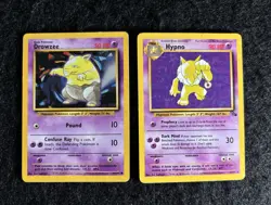 Pokemon Drowzee Base Set 49/102 & Hypno Fossil 23/62 Rare Non-Holo Card Lot LP - Image 1