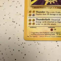 Pokemon Zapdos 16/102 Base Set Holo Rare 90 HP Card English Ken Sugimori - Image 2