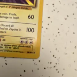 Pokemon Zapdos 16/102 Base Set Holo Rare 90 HP Card English Ken Sugimori - Image 3