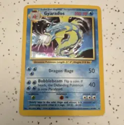 Pokemon Gyarados 6/102 Base Set Holo Rare 100 HP Card English - Image 1