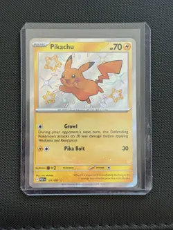 Pikachu (Shiny Rare, Basic) 131/091 SV: Paldean Fates Holo Pokemon TCG Card - Image 1