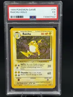 PSA 5 EX Raichu 014/102 Holo Rare 1999 Base Set Unlimited Vintage Pokemon Card - Image 3